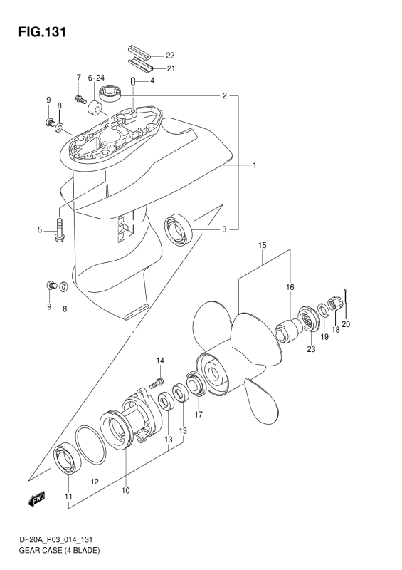 Gear Case (4 Blade) (Df15ath P03)