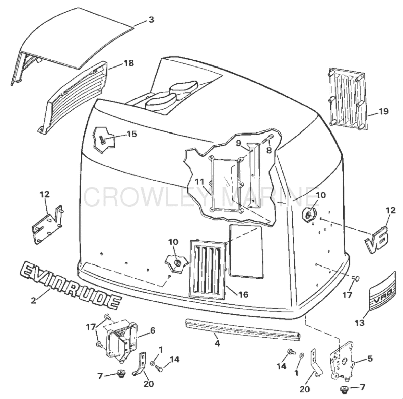 Engine Cover - Evinrude - 200 Stl Ve200sl Models