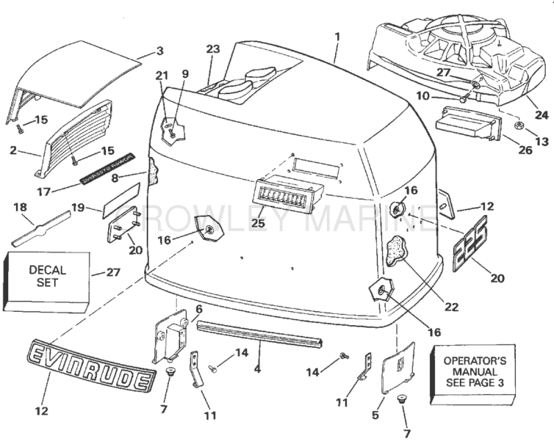 Engine Cover - Evinrude - 200tx, 200cx, 225t, 225p, 225c