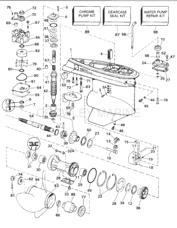 Gearcase - 120tl, 125esx, & 140tl