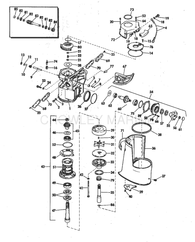 Upper Gearcase Group 225 & 245 Hp Stern Drive