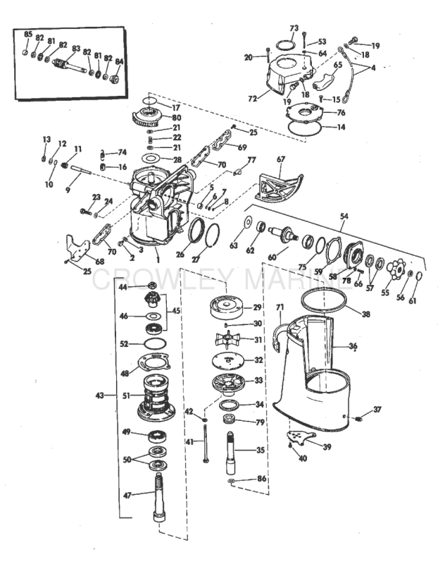 Upper Gearcase Group 225 & 245 Hp Stern Drive