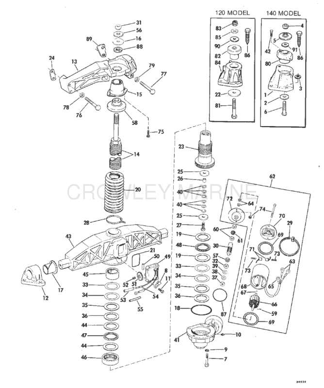 Engine Mount Group 120, 140 Models With Selectrim