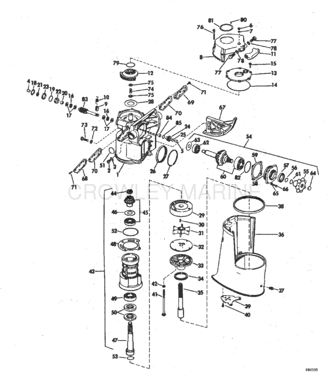 Upper Gearcase Group 90, 120, 155, 210 Hp