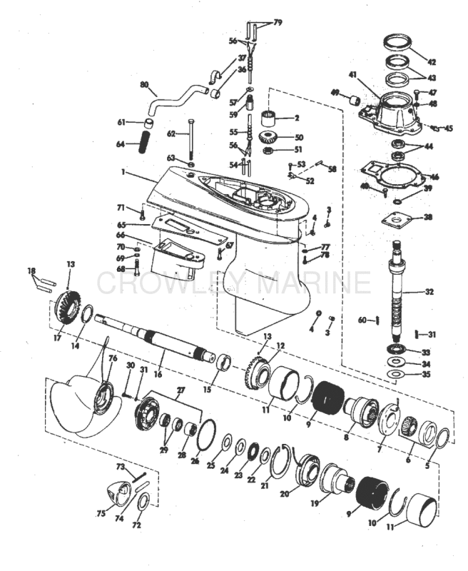 Lower Gearcase Group 120, 155, 210 Hp