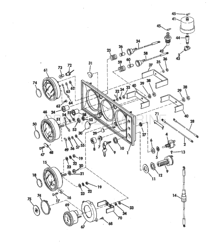 Instrument Panel Assembly 90, 120, 155, 215 & 235 Hp