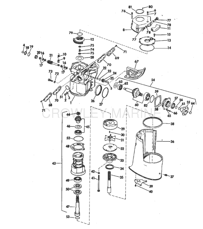 Upper Gearcase Group 80, 120, 155, 210 Hp