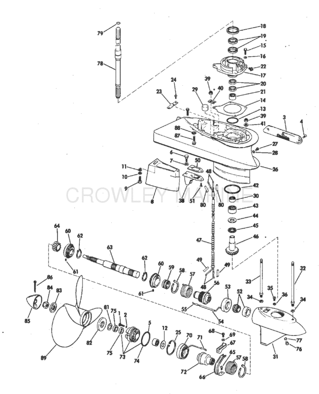 Lower Gearcase Group 80 Hp