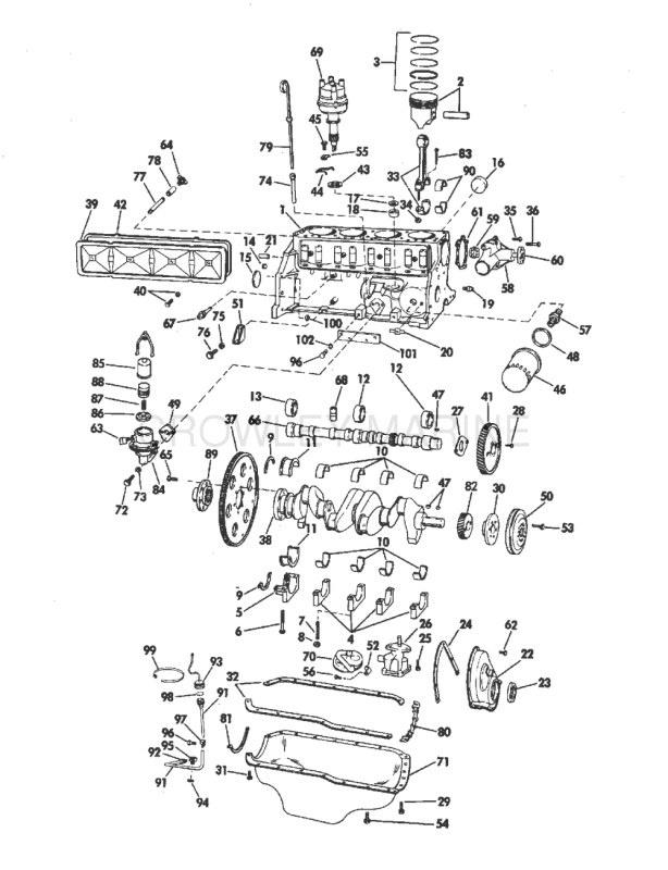 Crankcase Group 100 & 120 Hp Stern Drive