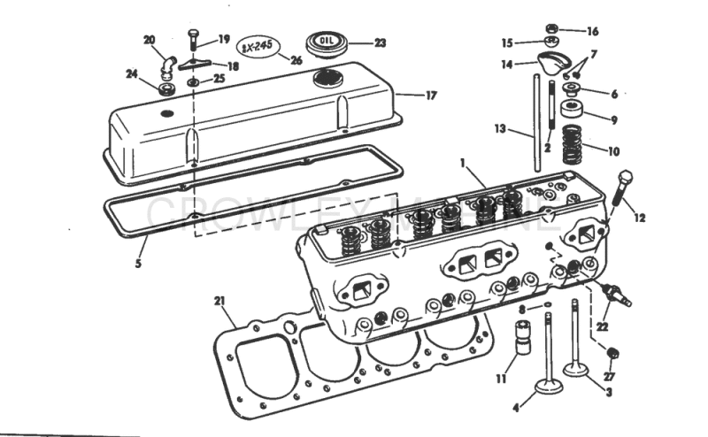 Head And Rocker Arm Group 225 & 245 Stern Drive 245 Jet Dr