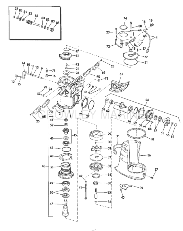 Upper Gearcase Group 120, 140, 165, 175, 190 & 235 Hp