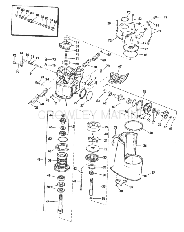 Upper Gearcase Group 225 & 245 Hp Stern Drive