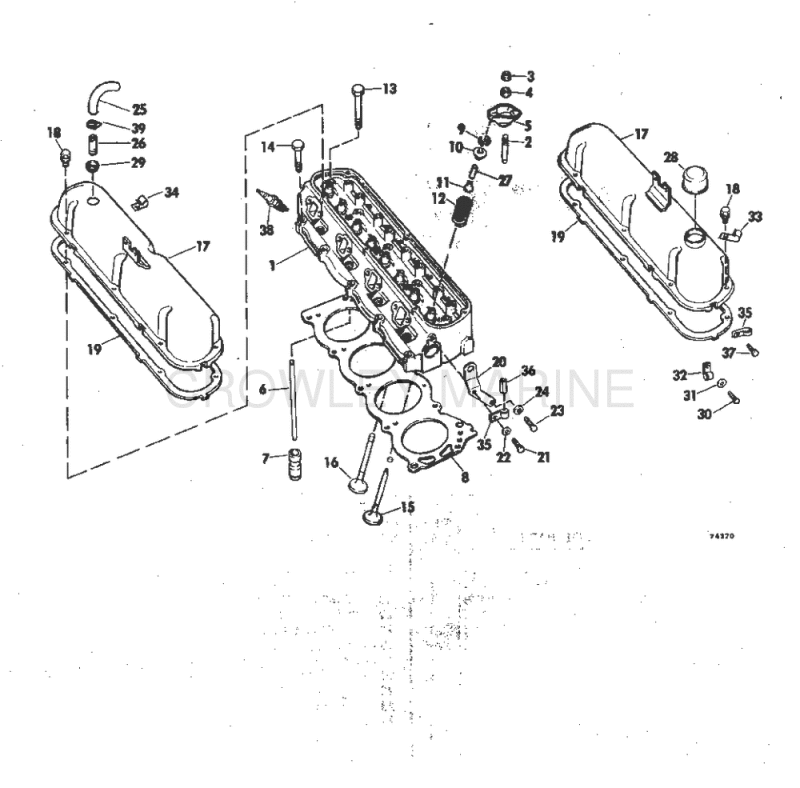 Head And Rocker Arm Group 175, 190 & 235 Hp Stern Drive