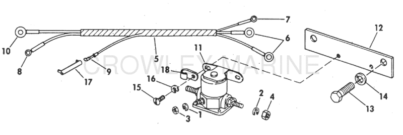 Starter Solenoid & Cable Assembly 120, 140, Without Selectrim