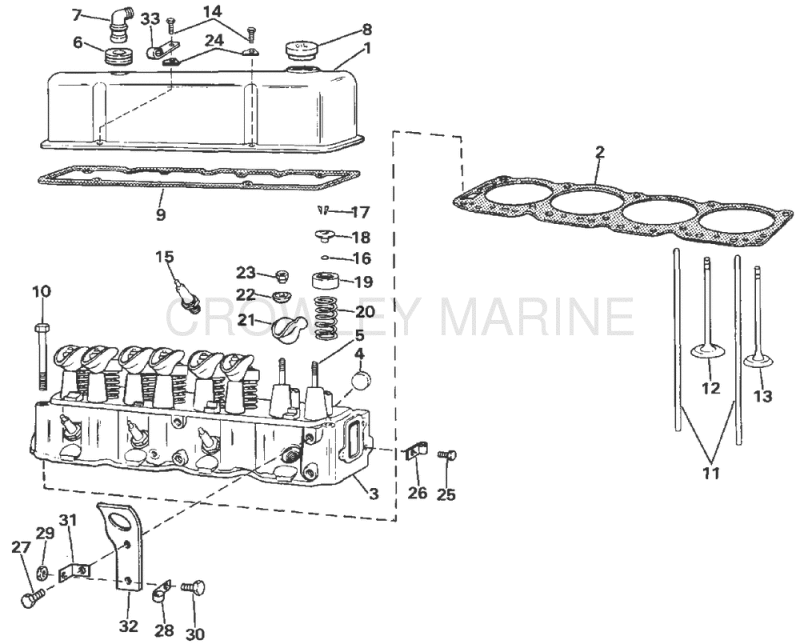 Head And Rocker Arm Group 2.5 Litre Models