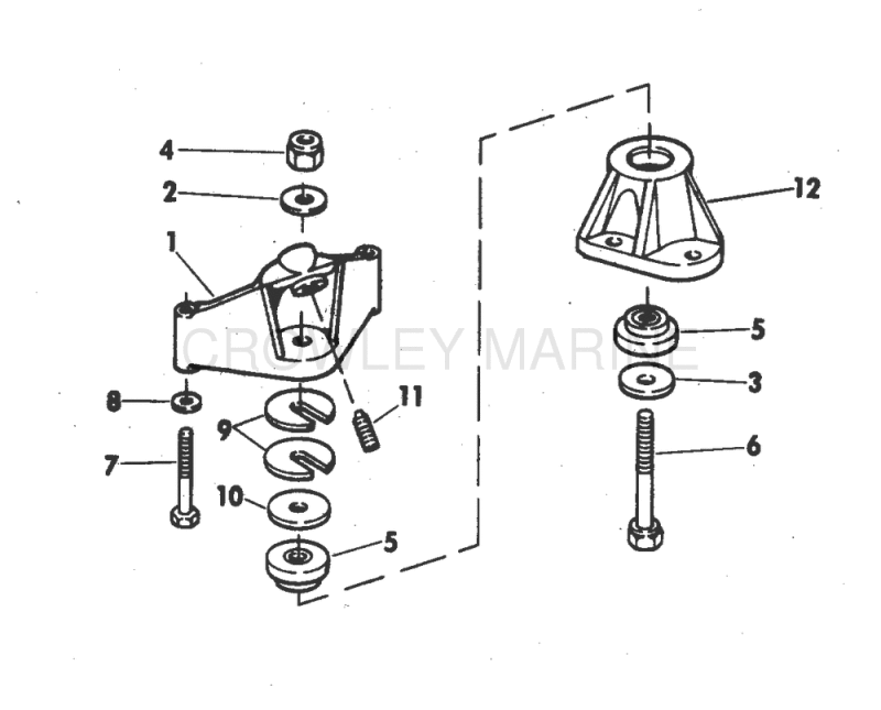 Engine Mount Group 175, 190 & 235 Hp With Manual Trim