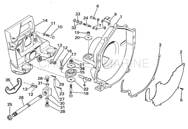 Transom Plate, Flywheel Housing & Mounts