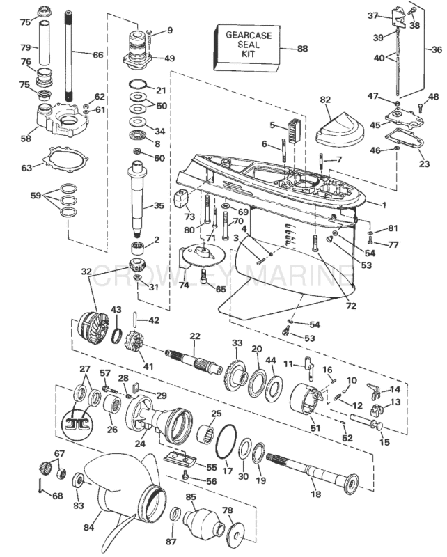 Lower Gearcase - Counter (L.H.) Rotation