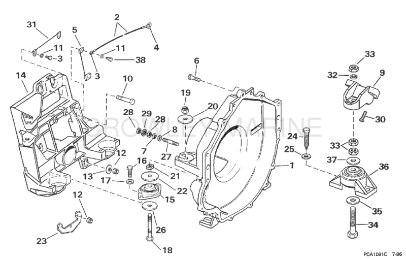 Transom Plate, Flywheel Housing & Mounts