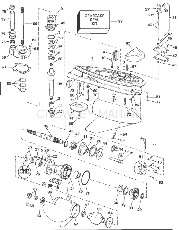 Lower Gearcase - Standard (R.H.) Rotation