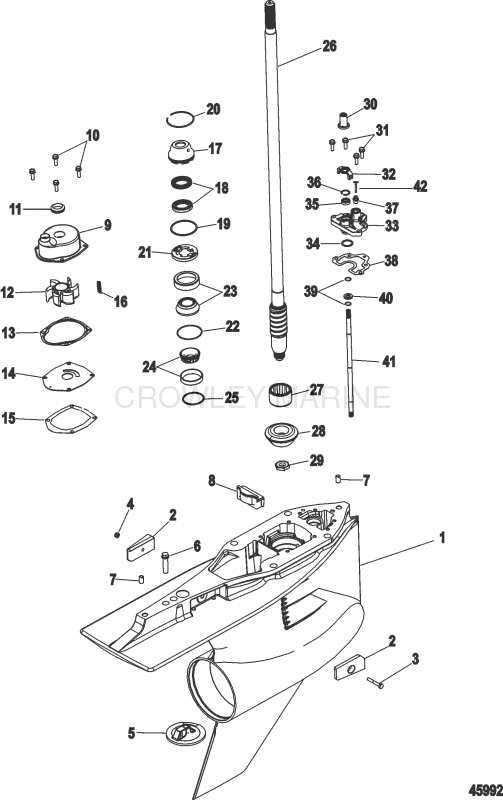 Gear Housing Driveshaft 5.44 Torpedo Sn 1b980359 & Below image