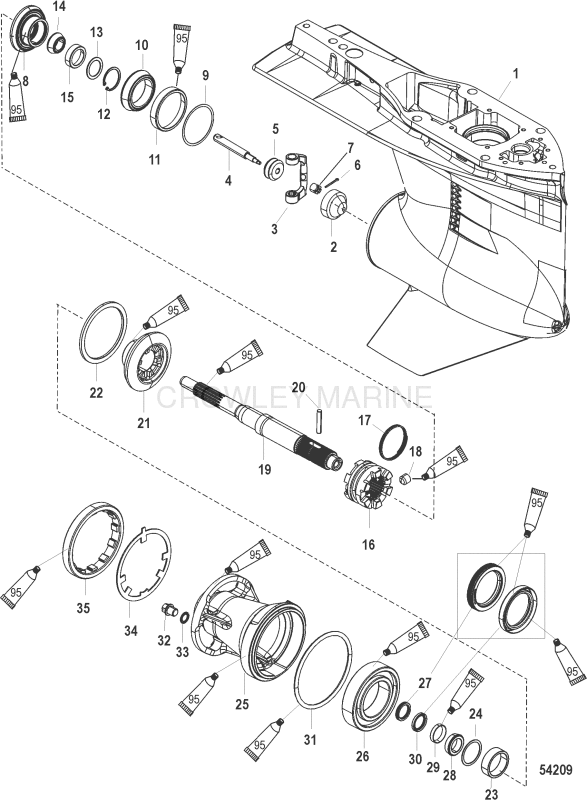 Gear Housing Prop Shaft Std Rotation 2b014226 & Up image