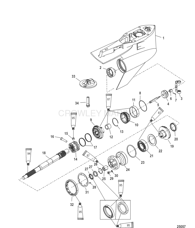 Gear Housing Prop Shaft Torquemaster Sn 1b973743 & Below image