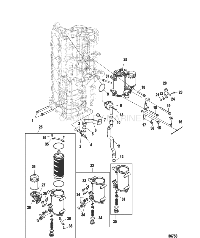 Starboard Cylinder Block Oil Cooler image