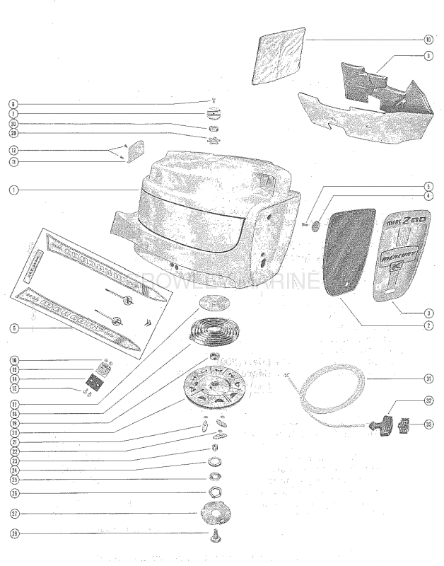 Top Cowl And Starter Assembly (Merc 200) image