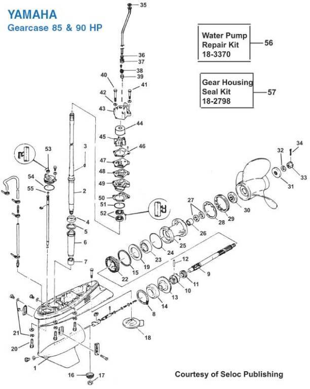 Yamaha 85, 90 hp Gearcase Exploded View Yamaha 85, 90 hp Gearcase Exploded View