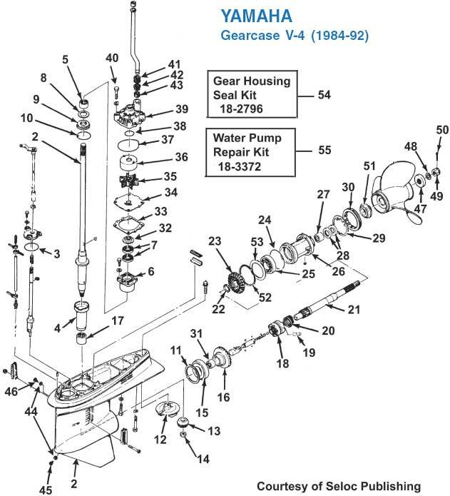 Yamaha V4 (1984-92) Gearcase Exploded View Yamaha V4 (1984-92) Gearcase Exploded View