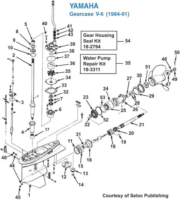 Yamaha V6 (1984-91) Gearcase Exploded View Yamaha V6 (1984-91) Gearcase Exploded View